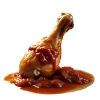 A chicken leg with sauce on it png