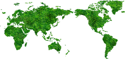 The world map is made of green grass png