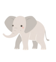 A cute cartoon elephant with a gentle expression stands against a solid backdrop. png
