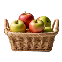 A basket with apples on a transparent background png