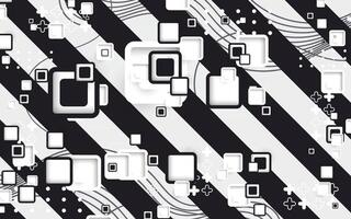 Black and white square and stripe geometry background design vector