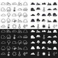 The lineart icon set design and weather silhouette vector