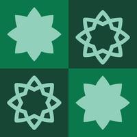 Four different shapes of stars on a green background vector