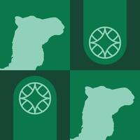 A camel in the shape of a circle on a green background vector