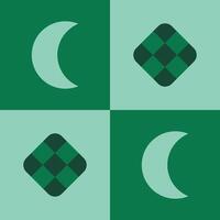Four squares with a crescent and moon on them vector