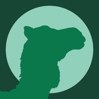 A camel silhouette is shown in front of a green background vector
