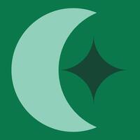 A green crescent with a star on it vector