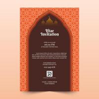 Ramadan iftar invitation template with beautiful pattern design. A4 size design vector