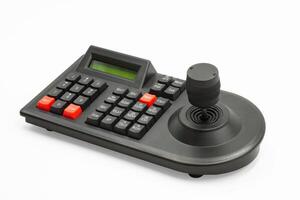 PTZ CCTV control panel with joystick and keypad for surveillance and monitoring operations photo