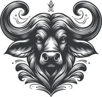 Elegant Buffalo Silhouette with Geometric and Floral Patterns vector