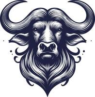 Abstract Bison Art with Swirling Tribal Patterns vector