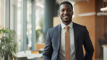 A smiling black man in a suit and tie photo