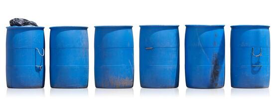 Blue bin isolated on white background. Clipping path photo
