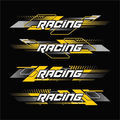 Collection of motorcycle and car stickers gradient racing graphic