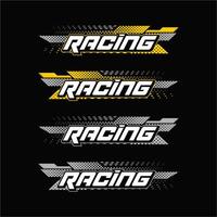 Collection of motorcycle and car stickers gradient racing graphic design with detailed dots vector