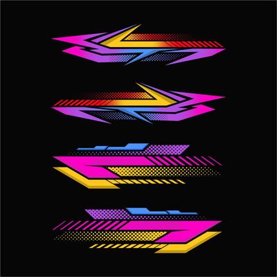 Abstract Racing Stripes Design gradient car sticker collection with detailed dots