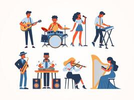 Character Playing a Musical Instrument, cartoon. Suitable for musical events and design elements vector