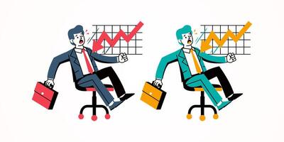 Employee shocked by decline graph, flat cartoon. Suitable for career and business vector