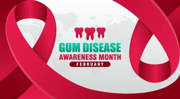 Gum Disease Awareness Month background. With ribbon and text. Observed annually in February. Suitable for templates vector