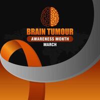 Brain Tumour Awareness Month Campaign. Observed in March. with illustrations of brain shapes and ribbons for banner design vector