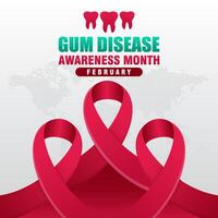 Gum Disease Awareness Month background. With ribbon and text. Observed annually in February vector
