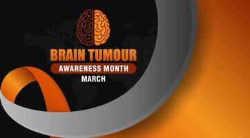 Brain Tumour Awareness Month Campaign. Observed in March. with illustrations of brain shapes and ribbons. Suitable for banners vector
