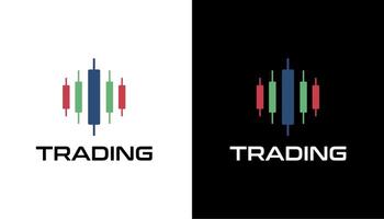 logo with candlestick trading chart analyzing illustration icon template vector