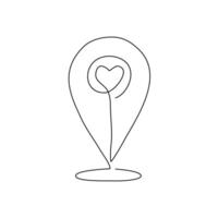 Continuous line drawing of Location isolate on white background vector
