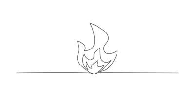 Continuous line drawing of fire. vector