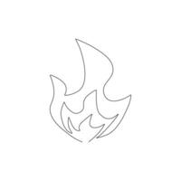 Continuous line drawing of fire on background vector