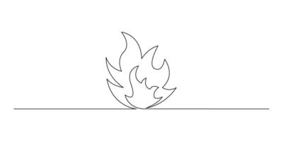 Continuous line drawing of fire on white background vector