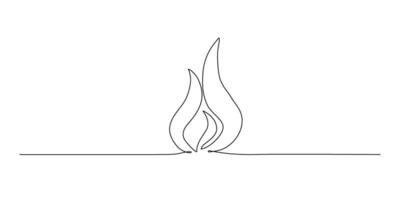 Continuous line drawing of fire on white background. vector