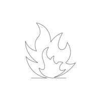 Continuous line drawing of fire on a background vector
