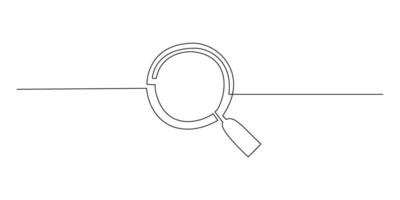 Continuous line drawing of magnifying glass. vector
