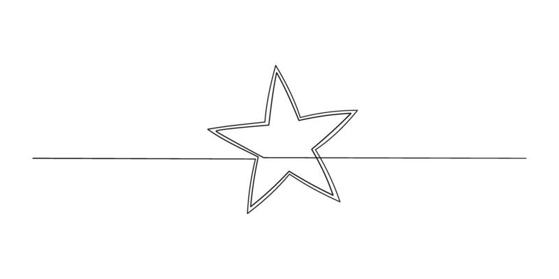 Continuous line drawing of star isolate on white background
