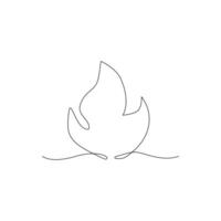 Continuous line drawing of fire on background. vector
