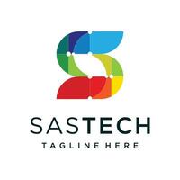 Initial letter s with overlapping colors, business and technology logo design . vector