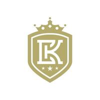 Shield And Crown With C K Initials Luxury Badge Logo Inside, Design Template vector