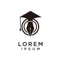 Graduate hat with pen icon, silhoette design template vector