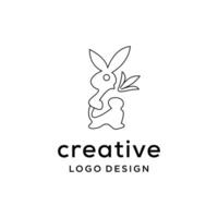 Rabbit carrots with line art, logo design Template vector