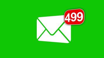 notification message mail counting on green screen animation video