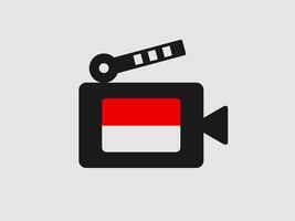 This is a simple illustration of a clapperboard with a camera attached vector