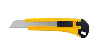Office stationery knife in realistic 3d style isolated on white background. vector