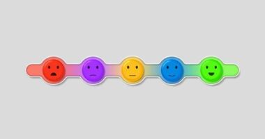 Feedback scale, satisfaction rating and emotion concept in the form of emotional colored balls in a frame. vector