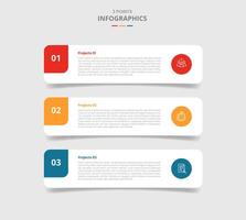 3 points template comparison concept for infographic with round rectangle box stack position with drop shadow style with two point list information vector
