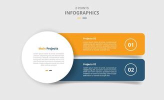 2 points template comparison concept for infographic with big circle and round box rectangle stack vertical with drop shadow style with two point list information vector