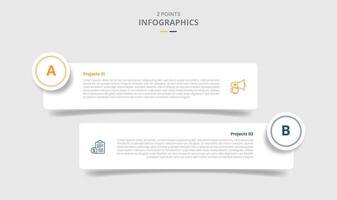2 points template comparison concept for infographic with round rectangle box with circle badge with drop shadow style with two point list information vector