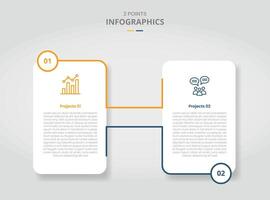 2 points template comparison concept for infographic with vertical box connect or linked by line with drop shadow style with two point list information vector