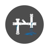 icon of broken pipe and water spout vector