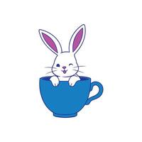 Smiling Rabbit in Teacup Illustration vector